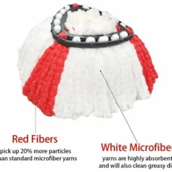(Pakke med 4) Moppekabler kompatible med Vileda 2 i 1 Turbo Mop, udskiftning, mikrofiber, rød, hvid