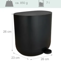 Pedalspand med blød lukning til badeværelset, 7 l, plastik