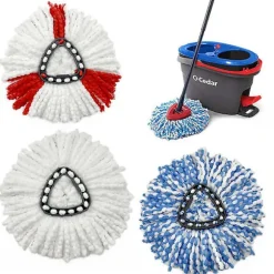 Qazx 2 stk rødt erstatningsmoppehoved, Universal 360 mikrofiberspinmoppe til gulvrengøring Asdf (hvid) White Mop Replacement Heads