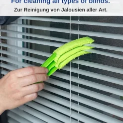 Rengøringsbørste, sæt med 2 blå, til persienner, rullegardiner og lameller, med mikrofiberærme, rengøring til persienner og skodder [DB]