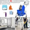 Rengøringsvogn husholdningsvogn professionel bagepressespand 26 L + opbevaringskurv blå 73L x 45W x 95H cm Aosom