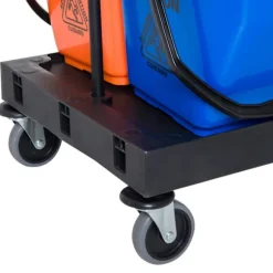 Rengøringsvogn rensevogn med 4 hjul, systemvogn til professionel rengøring, sort/blå/orange, 111x63,3x103cm