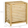 Rootz Bamboo Vasketøjskurv - Aftagelig Vasketøjspose - Vaskemaskine - Vandtæt - Ikke-vævet stof - Naturlig + Beige - 50L x 36W x 60H cm