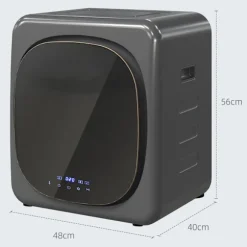 Rootz Compact Grey Tørretumbler - Tøjtørrer - UV-desinfektion - 4 Kg Kapacitet - 48cm x 40cm x 56cm - Hurtig deodorisering under 30 min.