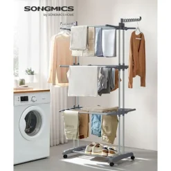 Rootz Grey Tørrestativ - Stål & Plast - Pladsbesparende design - Foldbart stativ - Stor tørrekapacitet - 64cm x 126cm x 172cm