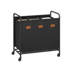 ROOTZ 170L Vaskeri Kurv - Rolling Hamper - Tøjsortering - 3 rum - Blæk sort - 69 cm x 40 cm x 91 cm