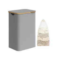 Rootz Portable Dove Grey Vasketøjskurv - Tøjkurv - Sammenklappelig opbevaringsbeholder - 600D Oxford-stof - Bambusramme - Letvægts - 42 cm x 32 cm x 7 | Fyndiq