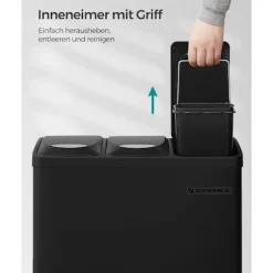 Rootz 3-rums pedalspand - Genbrugsspand - Skraldespand - Lufttæt forsegling - Premium-materiale - Separate rum - Praktisk håndtag - Aftagelige indvend | Fyndiq