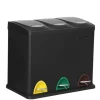 Rootz skraldespand - 24 L - 3-i-1 - Pedalspand - Affaldsadskillelse - Stål - Indvendig beholder - Sort - 46,5 x 29,5 x (40,5-65) cm