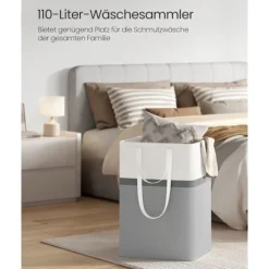 Rootz Sæt med 2 Dove Grey Vasketøjsposer - Tøjkurve - Opbevaringskurve - Polyester bomuldsstof - 45 cm x 40 cm x 65 cm