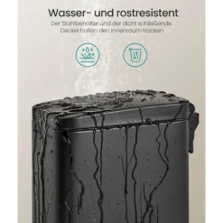 Rootz Steel Kosmetikbeholder - Sort farve - Pedalbeholder - 5 liters kapacitet - 29,9 cm x 14,4 cm x 29 cm - Elegant design - Miljøvenlig