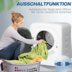 Rootz Tumble Dryer - Tøjtørrer - Ventet tørretumbler - UV -desinfektion - Kompakt 4 kg kapacitet - 48 cm x 40 cm x 56 cm - Rustfrit stål - Hvid