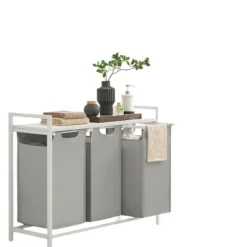Rootz vaskeri kurv 3 rum - vaskeri samler - vaskeri - organiseret opbevaring - 92,5 cm x 33 cm x 72 cm