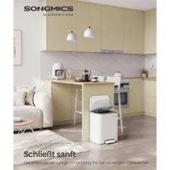 Rootz White skraldespand - Affaldsbeholder - Skraldespand - Stål & PP-plast - 36,6 cm x 30 cm x 42,5 cm - 20L Kapacitet. Perfekt til hjemmet eller kon | Fyndiq