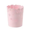 Rund skraldespand i plastik, hul papirkurv med blonder, til kontor. (1 pakke pink) (FMY)