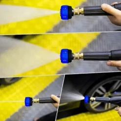 Rustfri stål multifunktionel højtryksrenser spraydyse, 6 i 1 hurtigskift [D] 1.2 Hole Spout