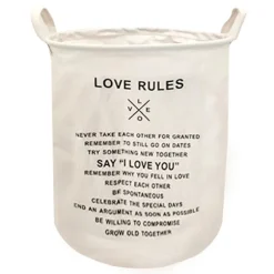 Sammenklappelig Tøjkurv Vasketøjskurv med håndtag - Love Rules White