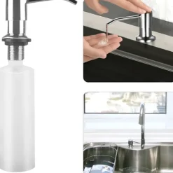 Sæbedispenser i rustfrit stål til vask, forlænget silikoneslange, rengøringssæbedispenser (sæbedispenser til vask med slange)