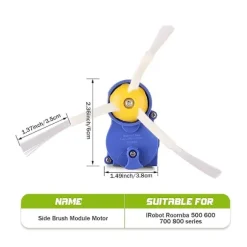 Sidebørste-motormodul til iRobot Roomba 500 600 700 800 900 I3 Serie Robotstøvsuger Udskiftningsmotormodul [dB} Blue