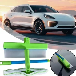 Silikone Vandblade Rensesæt Genanvendelige Glasrenseværktøjer med Silikoneskraber Mikrofiber Skrubber til Professionel Autopleje (FMY) Green