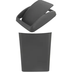 Skraldespand 5L, mørkegrå plast, hængslet låg
