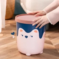 Skraldespand med sødt bjørnedesign, skraldespand med trykring, stor kapacitet til badeværelse, soveværelse, køkken, stue, aftagelig ring, stærk og holdbar | Fyndiq