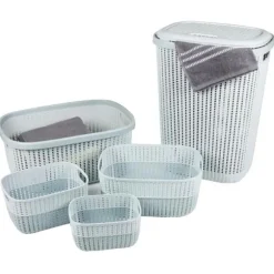 Sæt med vasketøjskurve, 5 stk Beige