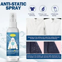 Statisk Spray til Tøj, Statisk Spray, Statisk Eliminator Spray, Statisk Fjernere til Tøj, Statisk Beskyttelsesspray til Tøj, 100ml (FMY)