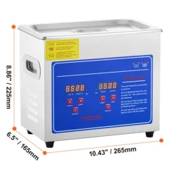 SucceBuy 3L Ultralydsrenser SUS304 Rustfrit Stål, Digital Timer til Varmelegeme, Professionel Ultralyds Smykkerenser