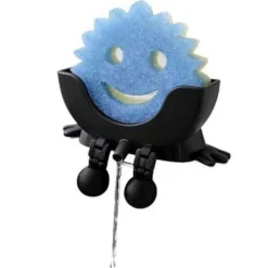 Svampestativ med Dræning 3D-Printet Scrub Daddy Stativ Sjovt Svampestativ til Køkkenvask Bordplade Svampeholder Sort