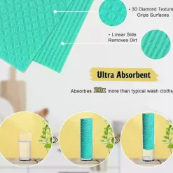 Svenske Opvaskeklude, 10-pak Genanvendelige Køkkenklude Ultra Absorberende