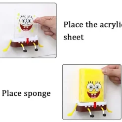 Tegneserie svampeholder med svamp, køkkensvampe Spongebob-holder, vaskhylde svampe afløbshylde-FS-