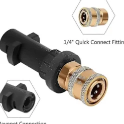 Tilbehør til højtryksrenseradapter til Karcher K2 K3 K4 K5 K6 K7 Krcher pistol, 1/4' hurtigkobling hunfitting, med 5 stråledyser (Fww)