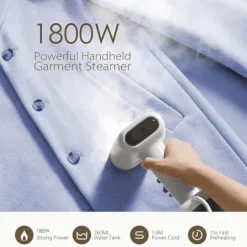 Tøjdamper, Bærbart strygejern 1800W 260ML Hurtig opvarmning Håndholdt tøjdamper, Rejsedamper Tøjdamper til stof og tekstil
