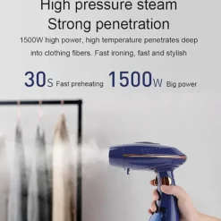 Tøjdamper 1500W, metaldamphoved, 20 sekunders opvarmning, 168 ml vandtank