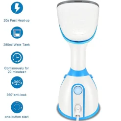 Tøjdamper, 1500w Vertikal Tøjdamper, 280ml Vandtank, 20 Sekunders Hurtig Opvarmning, Håndholdt Tøjdamper