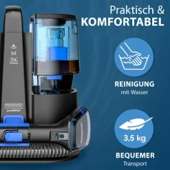Tæppe- og møbelrens, 400W, 1,5L tank, sort/blå