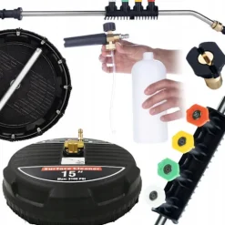 T-Racer 15 Terrassebørste Sæt – Roterende Arm | 5 Dyser | Skumkanon 1000Ml | Kompatibel med Lavor, Parkside