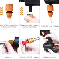 Trådløs Højtryksrenser 3000W, 21V, 6000mAh – 2 Dyser, 2x Batterier, 5m Slange – Til Bil-, Have- og Terrasserensning