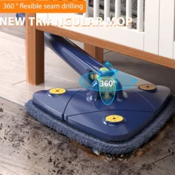 Trekant Rengøringsmoppe 360° Roterbar Justerbar Moppe til Gulv Væg Vindue Loft Sprækker Hjørner Våd & Tør Rengøring blå blue