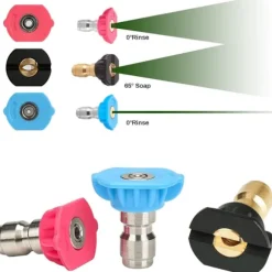 Turbo Dyse til Højtryksrenser, Roterende Dyse og 7 Tips, 1/4' Quick Connect, 4000 Psi, Jet Kit til Højtryksrenser, Højtryksrotator, Sort