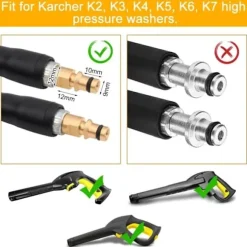 Udskiftnings højtryksslange til Karcher K2 K3 K4 K5 K6 K7 højtryksrenser slange, stik & Quick Release (8m)