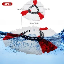 Udskiftningsmoppehoved, mikrofiber moppehoved refills kompatible med trekantet turbomoppe (3 stk. rød)