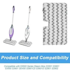 Udskiftningspuder til dampmoppe til S3500 serien S3501 S3601 S3501S S3601C dampmoppe med lomme, mikrofiber skrubbemoppepuder