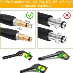 Udskiftningsslange til Karcher K2 K3 K4 K5 K6 K7 højtryksrenser. Højtryksrenseslange med lynkobling (6m)