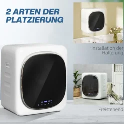 Udstødningstørretumbler 4 kg tørretumbler med desinfektion, deodorisering, smart mode, tørretumbler med rustfri stålbakke, frontlæsser, til lejlighed, | Fyndiq