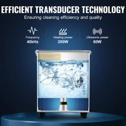 Ultralydrenser-Duoku-2 L-Digital Professionel Laboratorie Renser med Timer-Varme 100 W