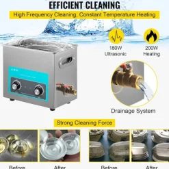 Ultrasonic Rengøringsmiddel-Duoku-6 L-Digital Timer og Opvarmning-Rustfrit Stål-Kontrolknap