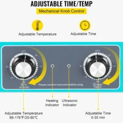 Ultrasonic Rengøringsmiddel-Duoku-6 L-Digital Timer og Opvarmning-Rustfrit Stål-Kontrolknap