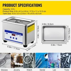 Ultrasonic Renser-Duoku-0,8 L-Digital Timer-Udholdt stål-35 W